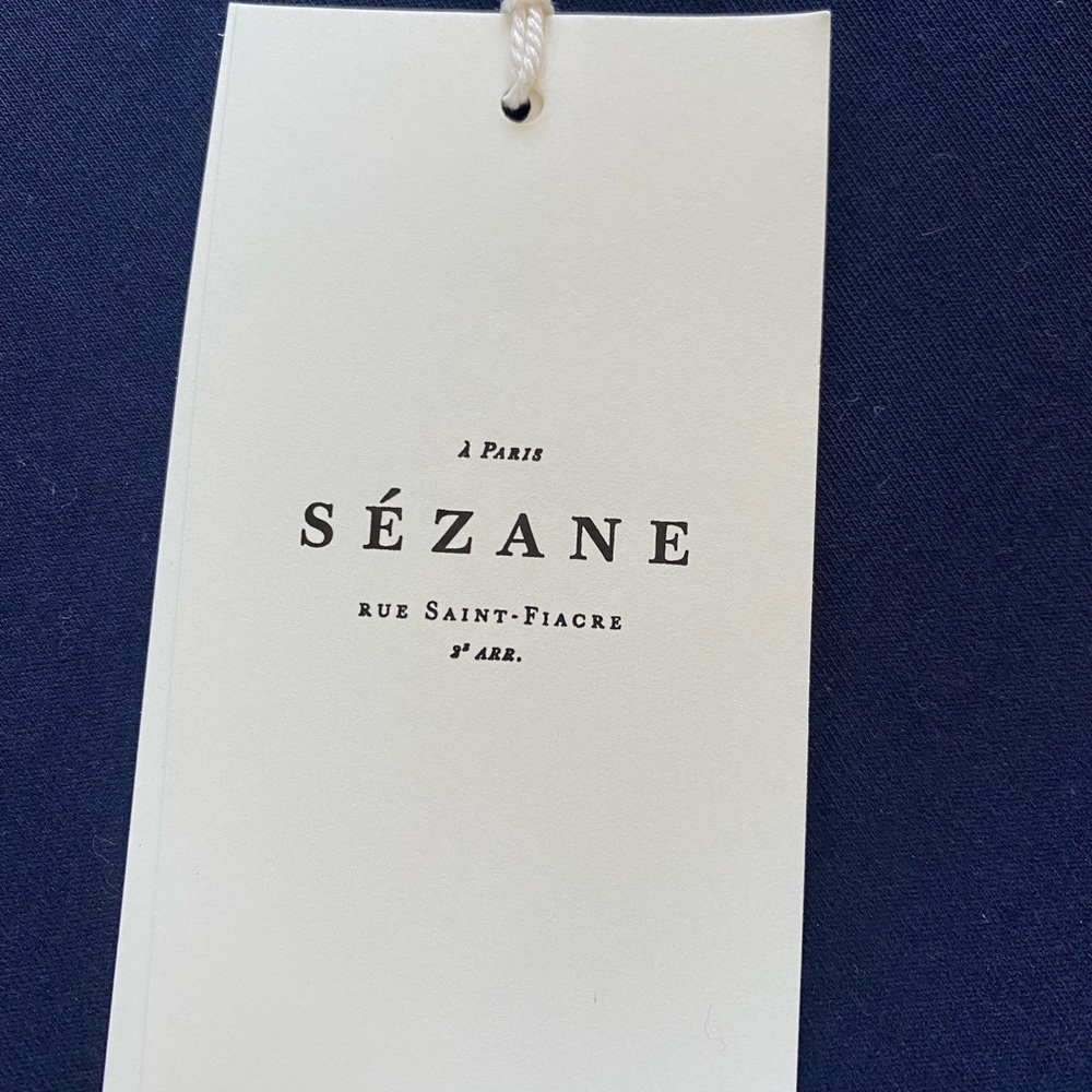 Sezane Conrad T-Shirt Marine Blue with Embroidered Monogram XS NWT - Picture 3 of 7